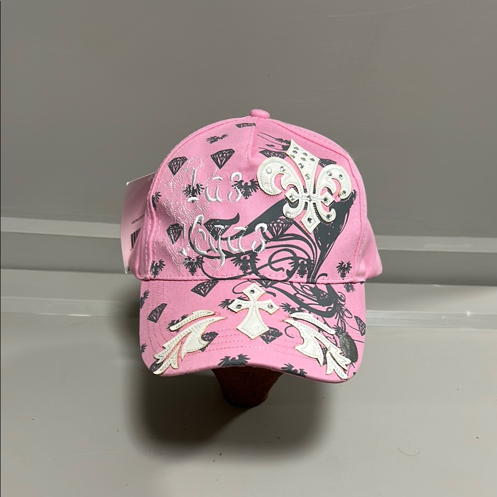 NWT Las Vegas Pink women’s embroidered Hat with Rhinestones Adjustable OSFM
